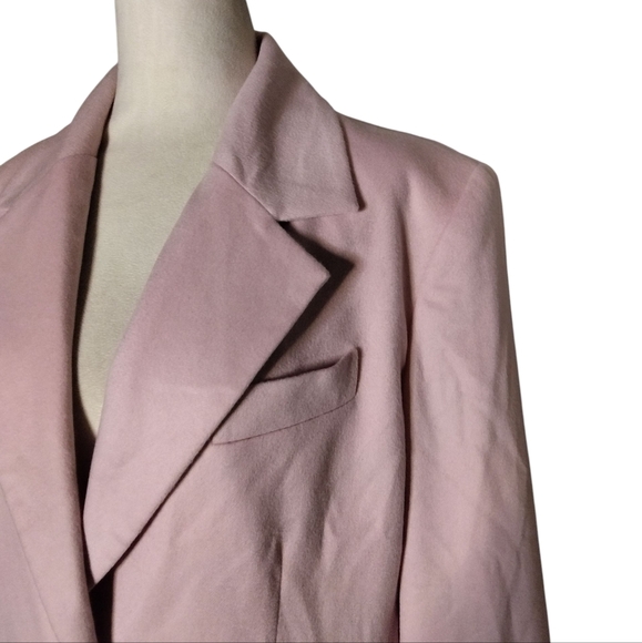 Vintage Bloomingdales Light Pink NWT 100% Cashmere Single Button Blazer Size 14 - Picture 3 of 7